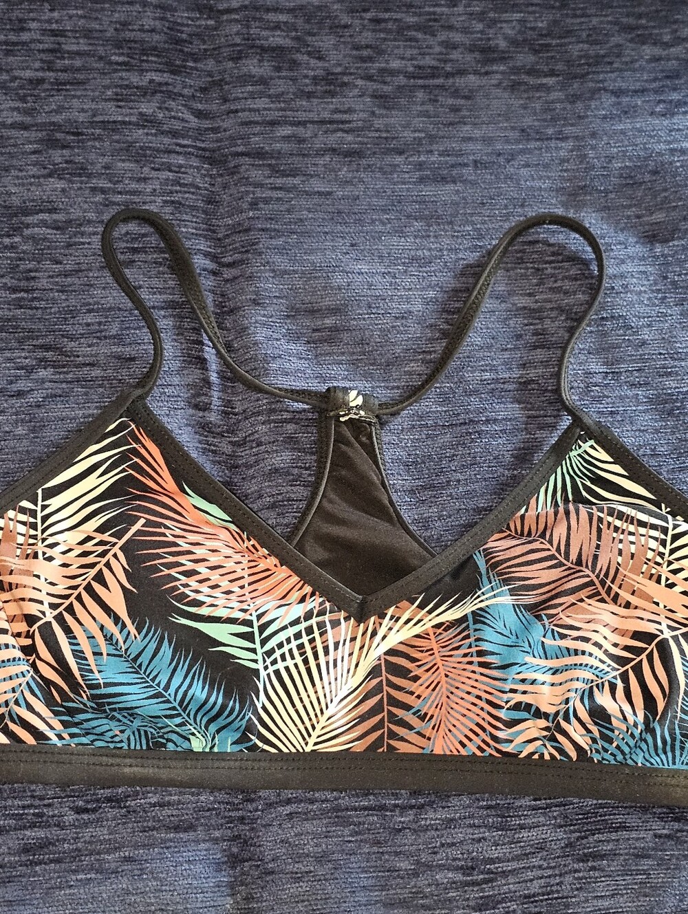Carve Designs SM Tropical Leaf Print Bralette with Black Trim Bikini Bra